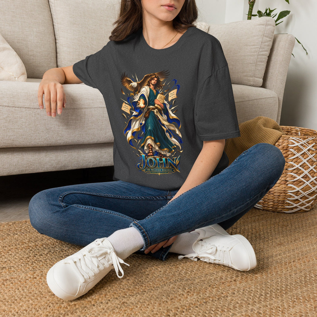 John T-Shirt — Inspirational Archangel Design with Eagle & Scrolls