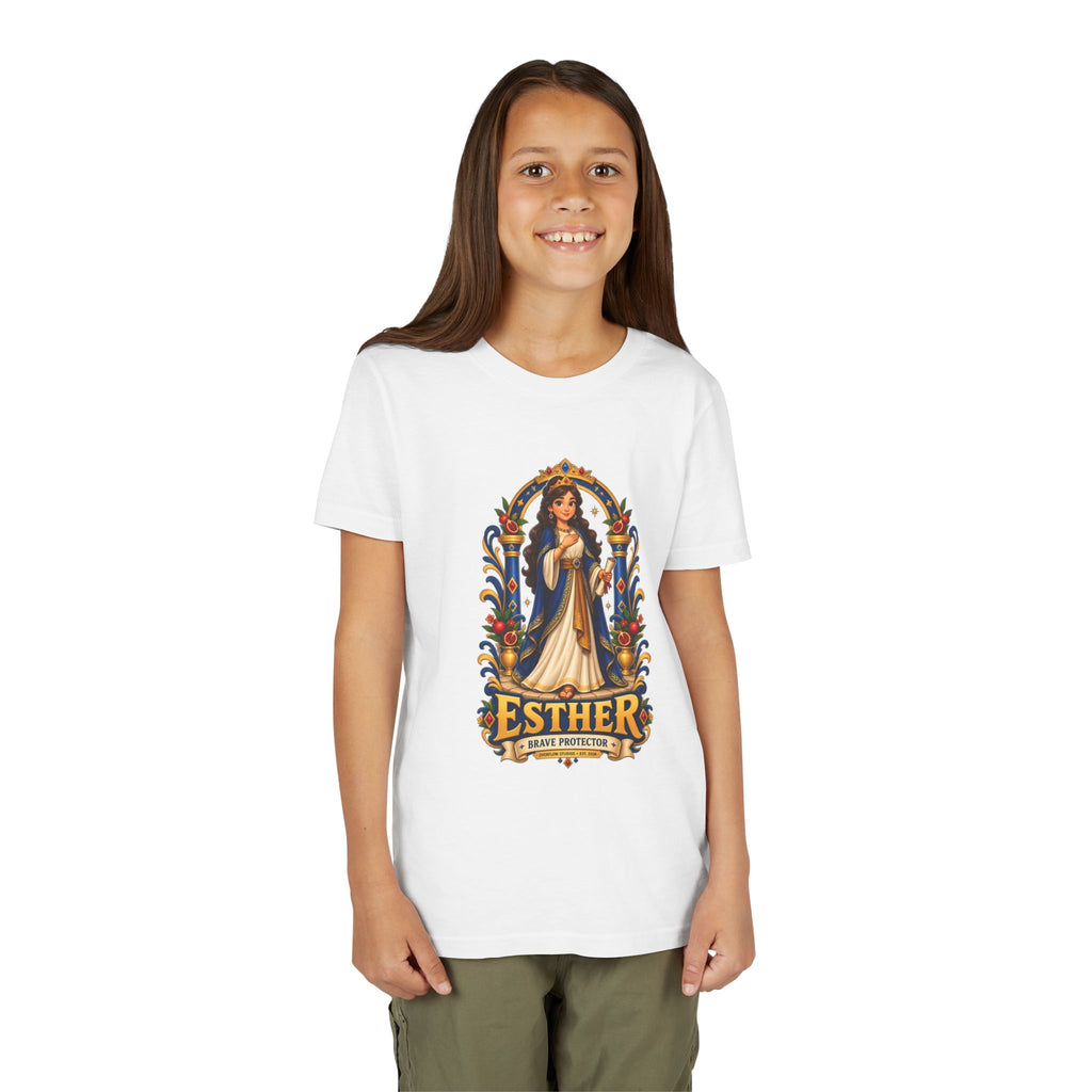 Youth Tee — "Esther" Illustrated Biblical Princess Graphic Shirt