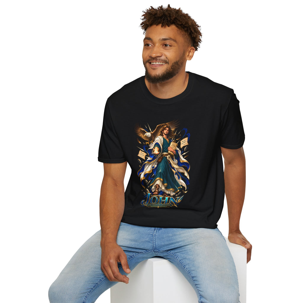 John T-Shirt — Inspirational Archangel Design with Eagle & Scrolls