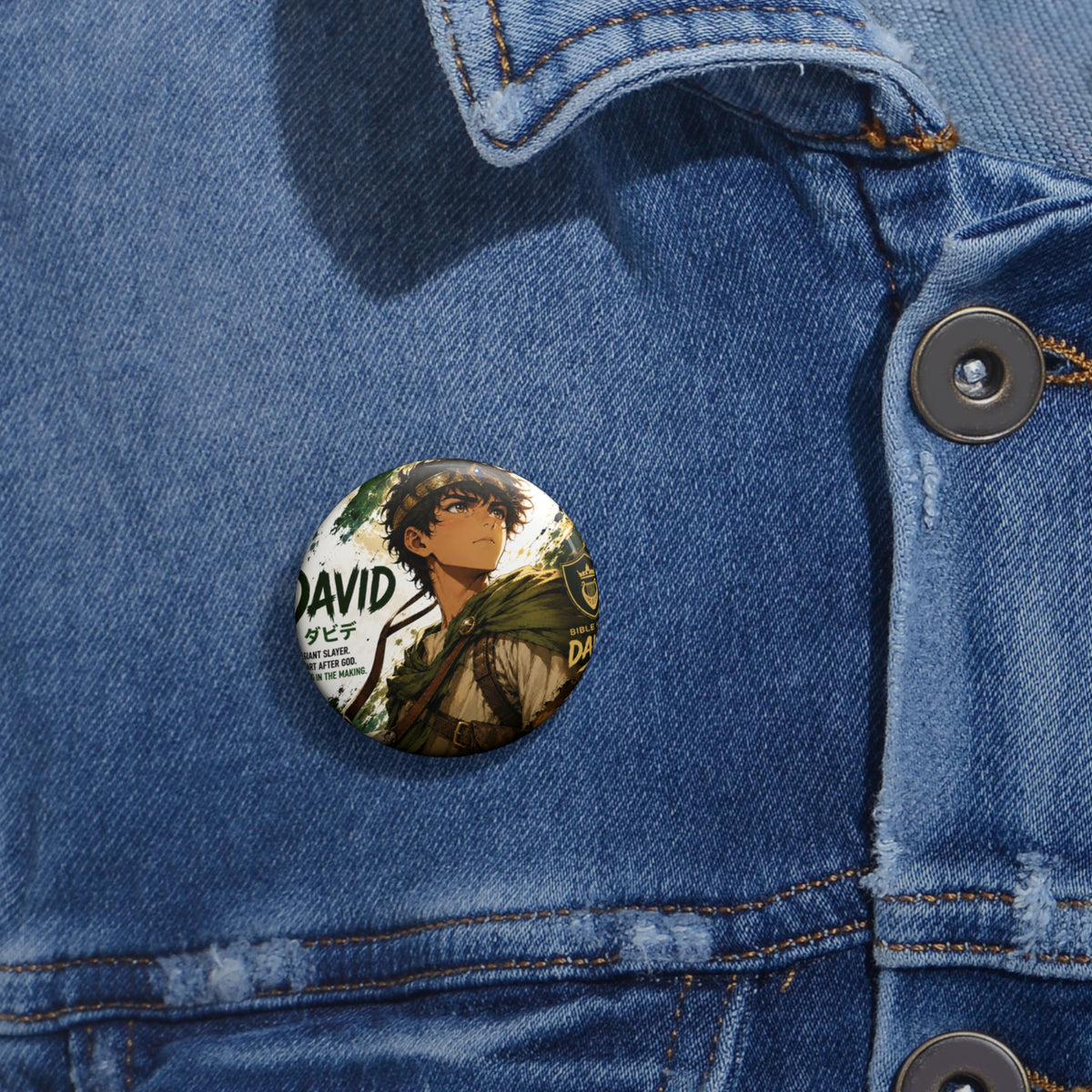 Anime David Pin Button — Vintage Adventure Character Badge