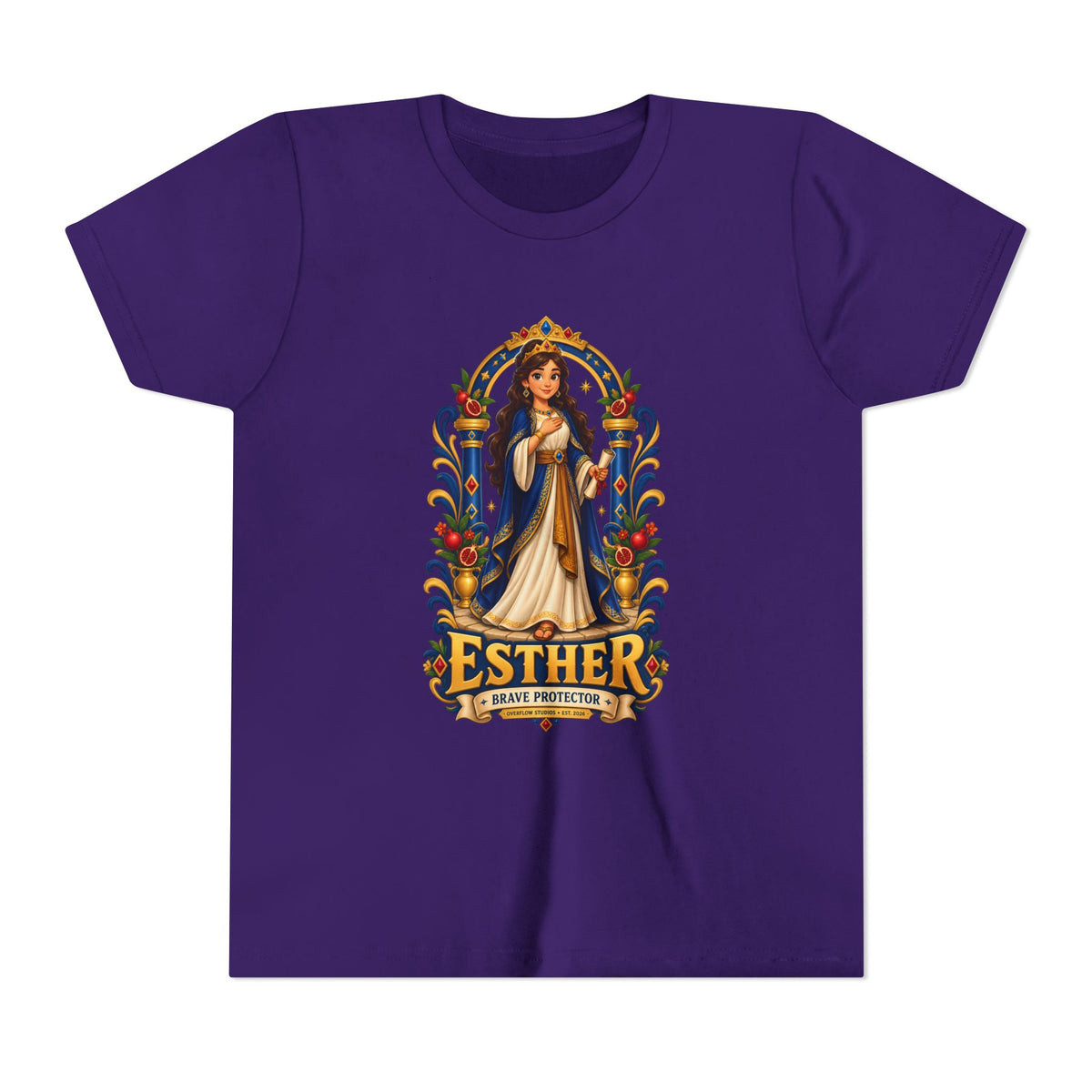 Youth Tee — "Esther" Illustrated Biblical Princess Graphic Shirt