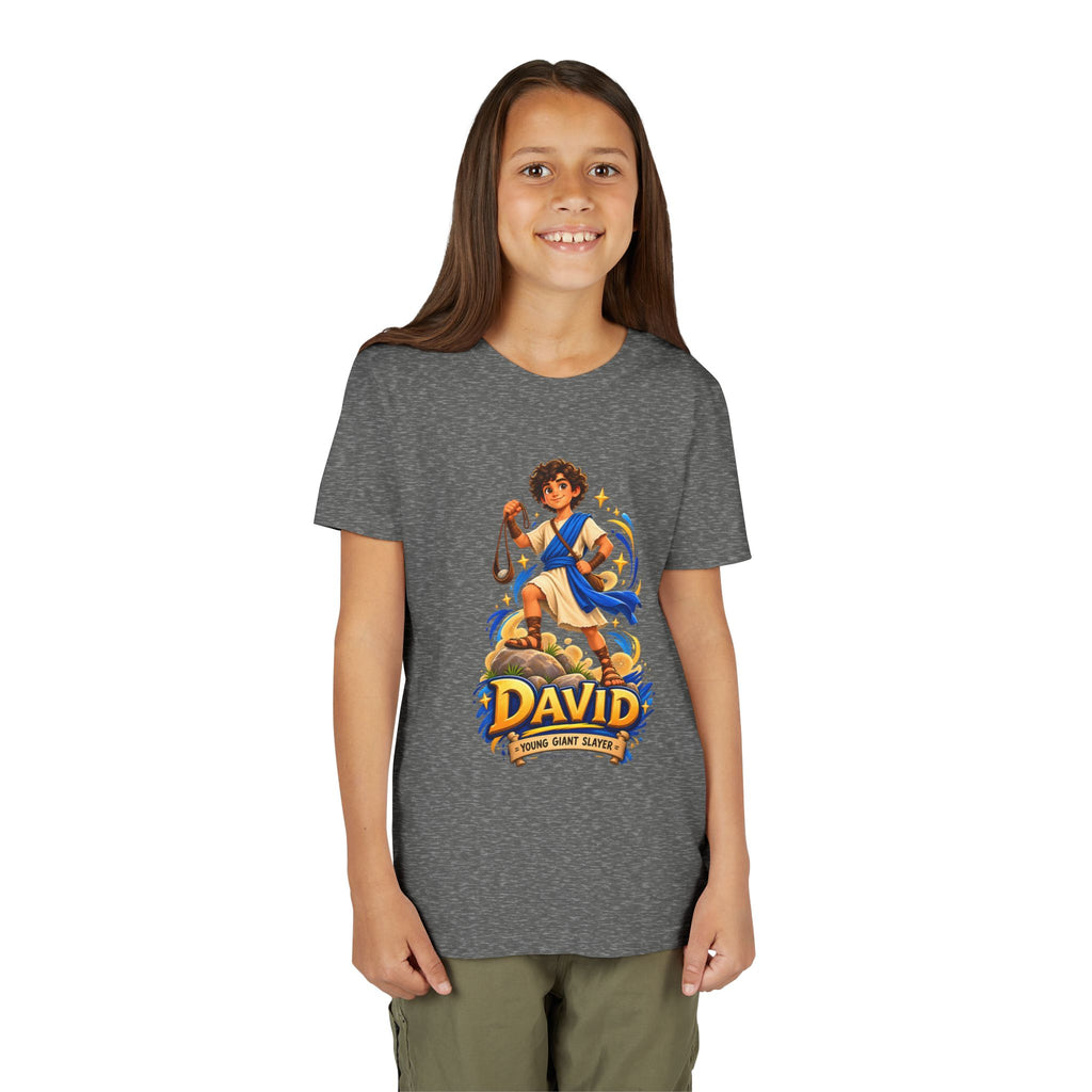 Youth Tee — “David” Biblical Kids Shirt (Courageous Little Hero)