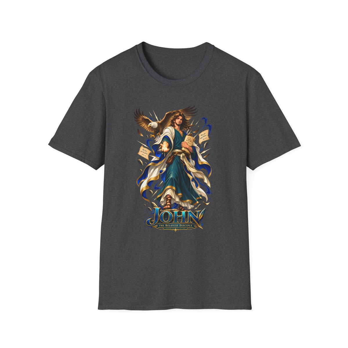 John T-Shirt — Inspirational Archangel Design with Eagle & Scrolls