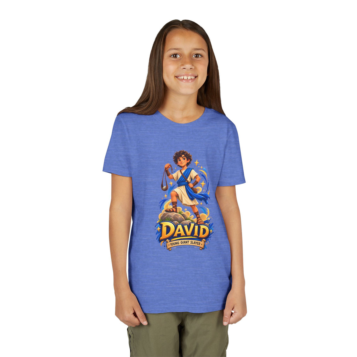 Youth Tee — “David” Biblical Kids Shirt (Courageous Little Hero)