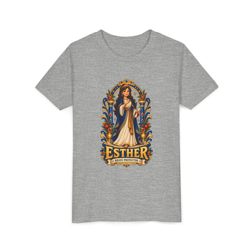 Youth Tee — "Esther" Illustrated Biblical Princess Graphic Shirt