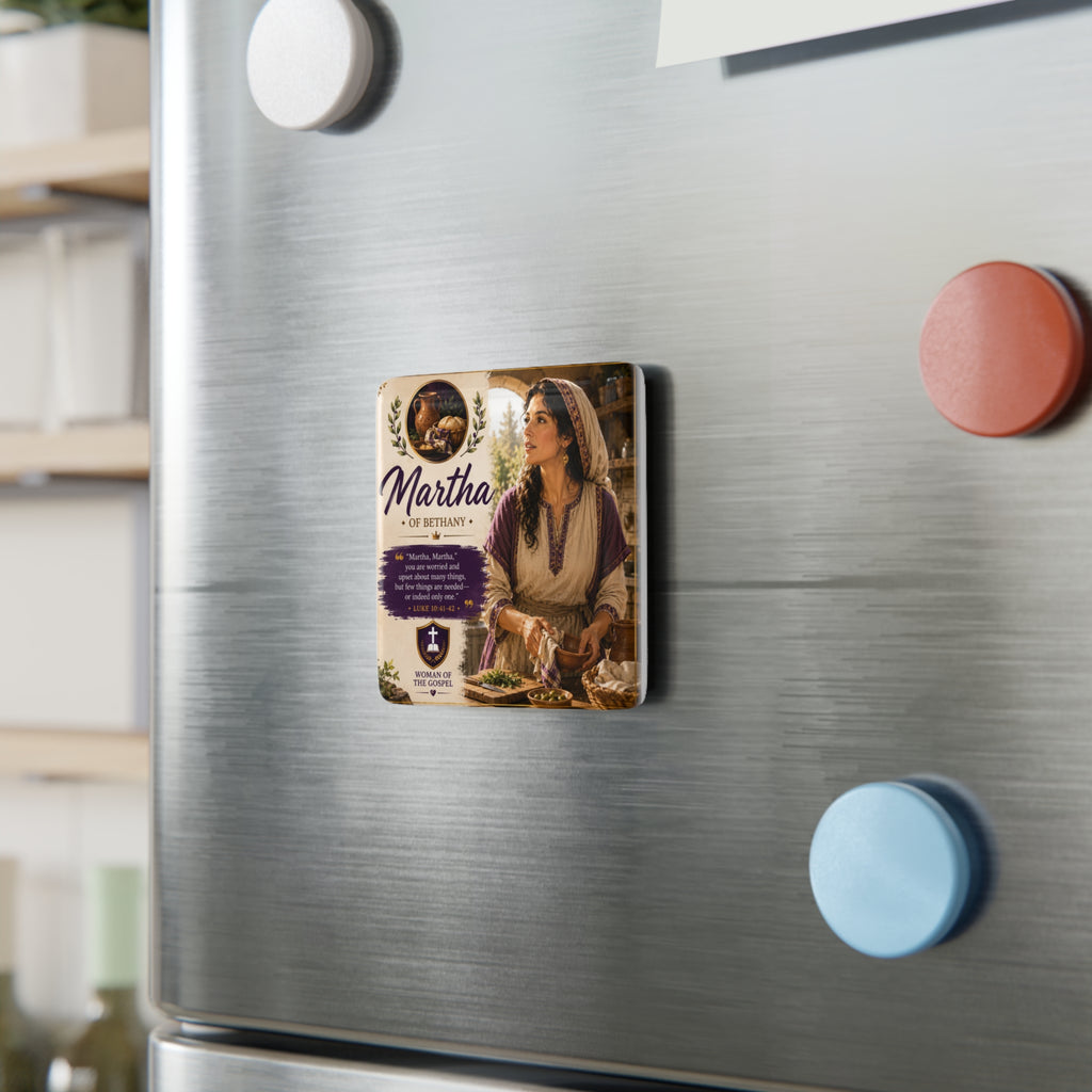 Martha of Bethany Porcelain Square Magnet – Inspirational Biblical Kitchen Decor