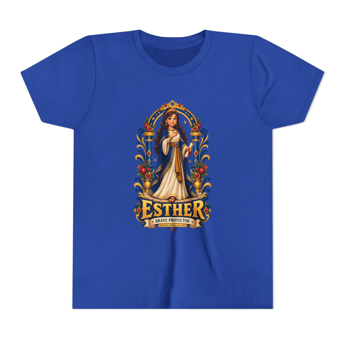 Youth Tee — "Esther" Illustrated Biblical Princess Graphic Shirt