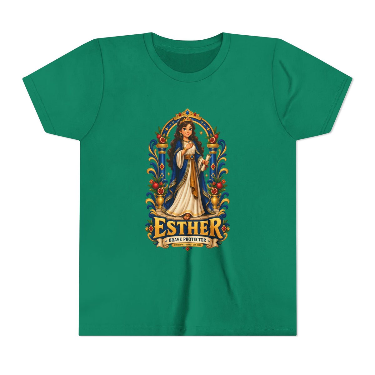 Youth Tee — "Esther" Illustrated Biblical Princess Graphic Shirt