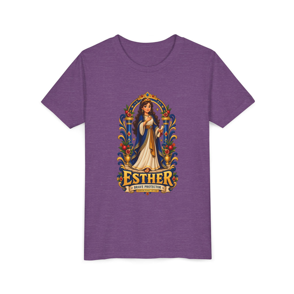Youth Tee — "Esther" Illustrated Biblical Princess Graphic Shirt