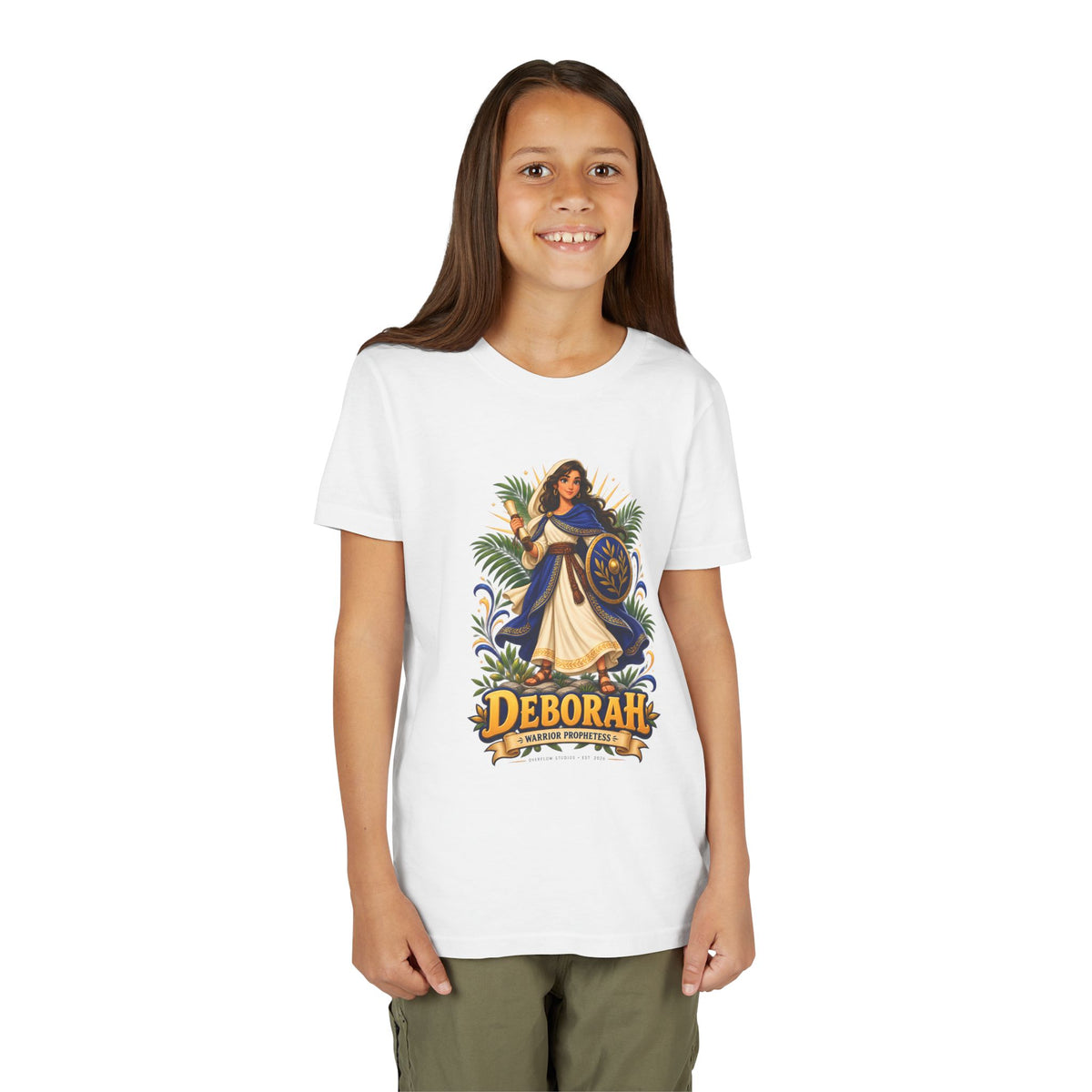 Deborah Biblical Heroine Youth Tee — "Deborah" Illustrated Name Shirt