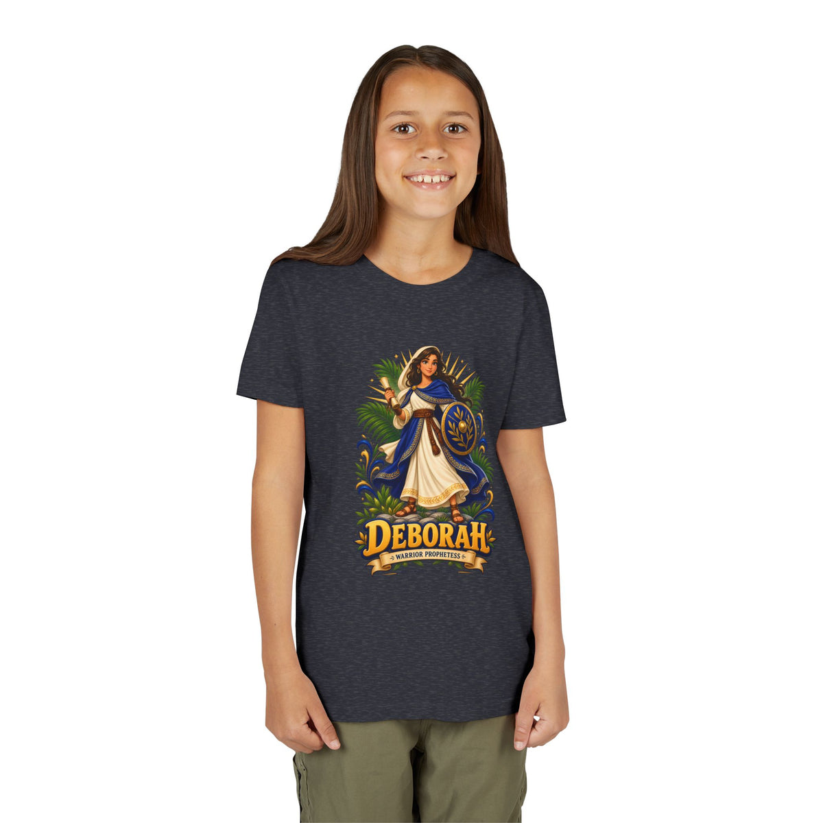 Deborah Biblical Heroine Youth Tee — "Deborah" Illustrated Name Shirt