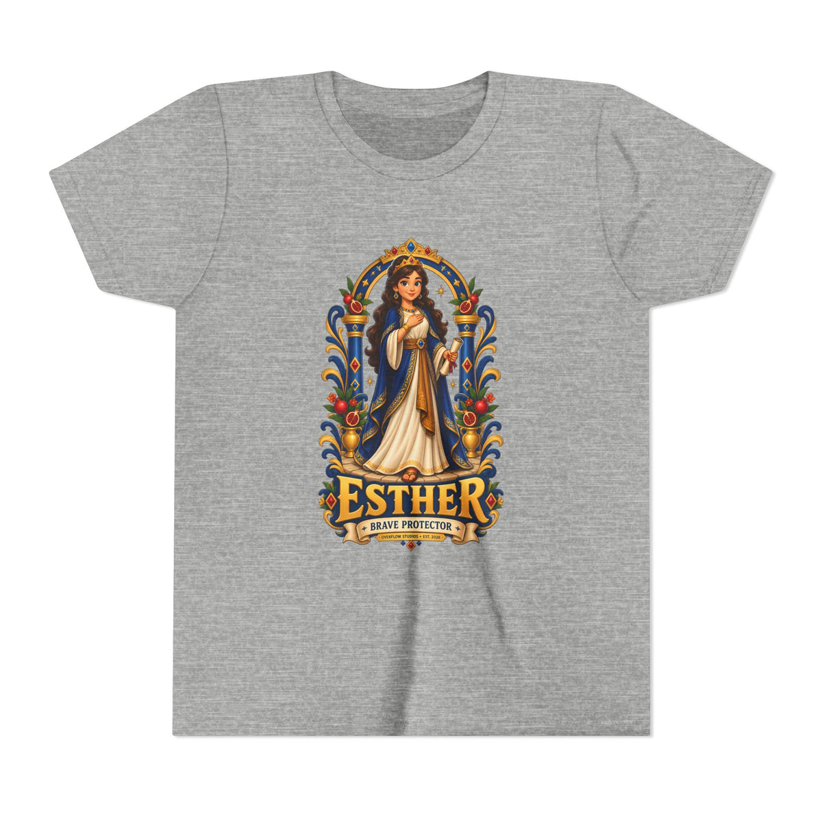 Youth Tee — "Esther" Illustrated Biblical Princess Graphic Shirt