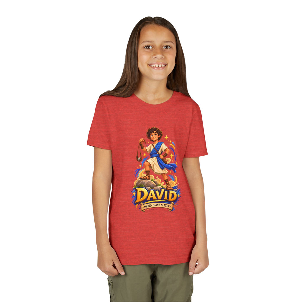 Youth Tee — “David” Biblical Kids Shirt (Courageous Little Hero)