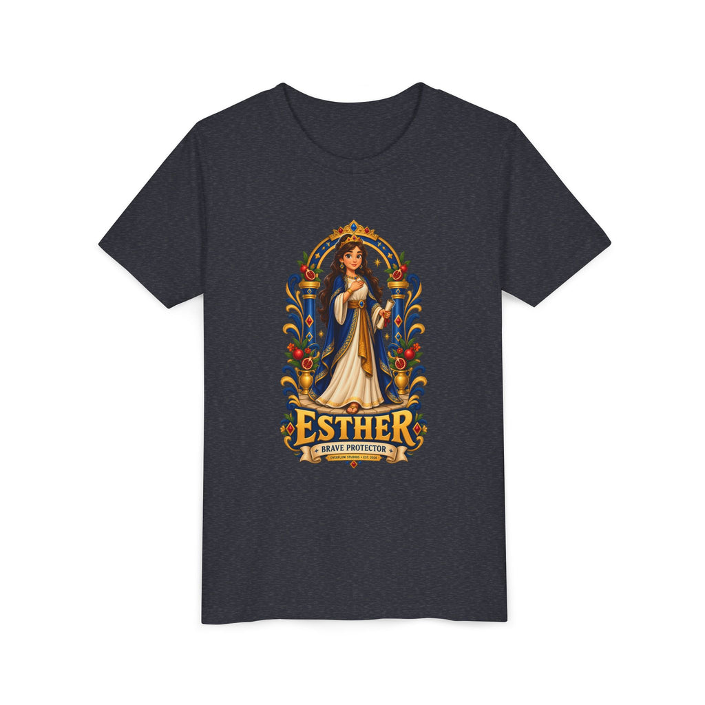 Youth Tee — "Esther" Illustrated Biblical Princess Graphic Shirt