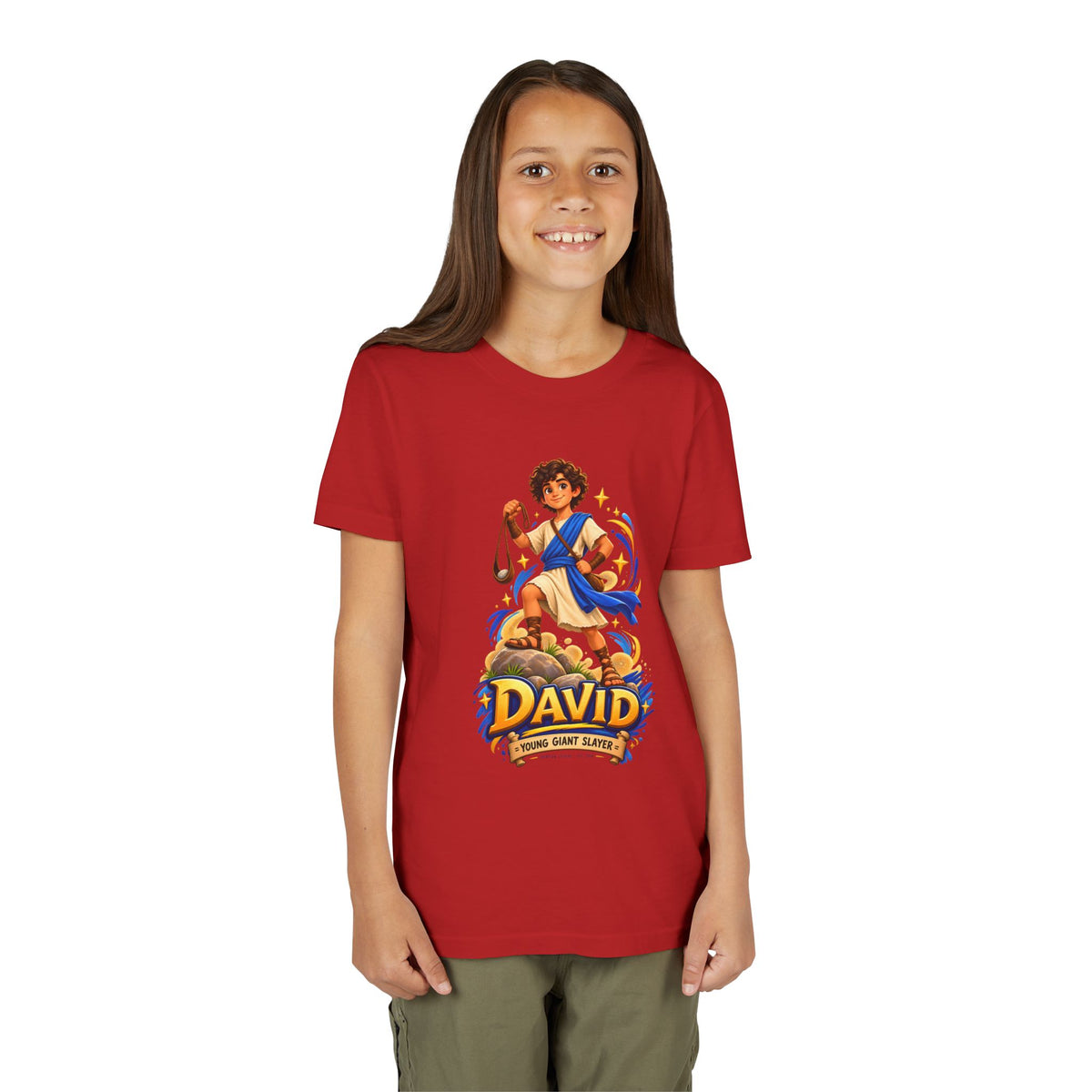 Youth Tee — “David” Biblical Kids Shirt (Courageous Little Hero)