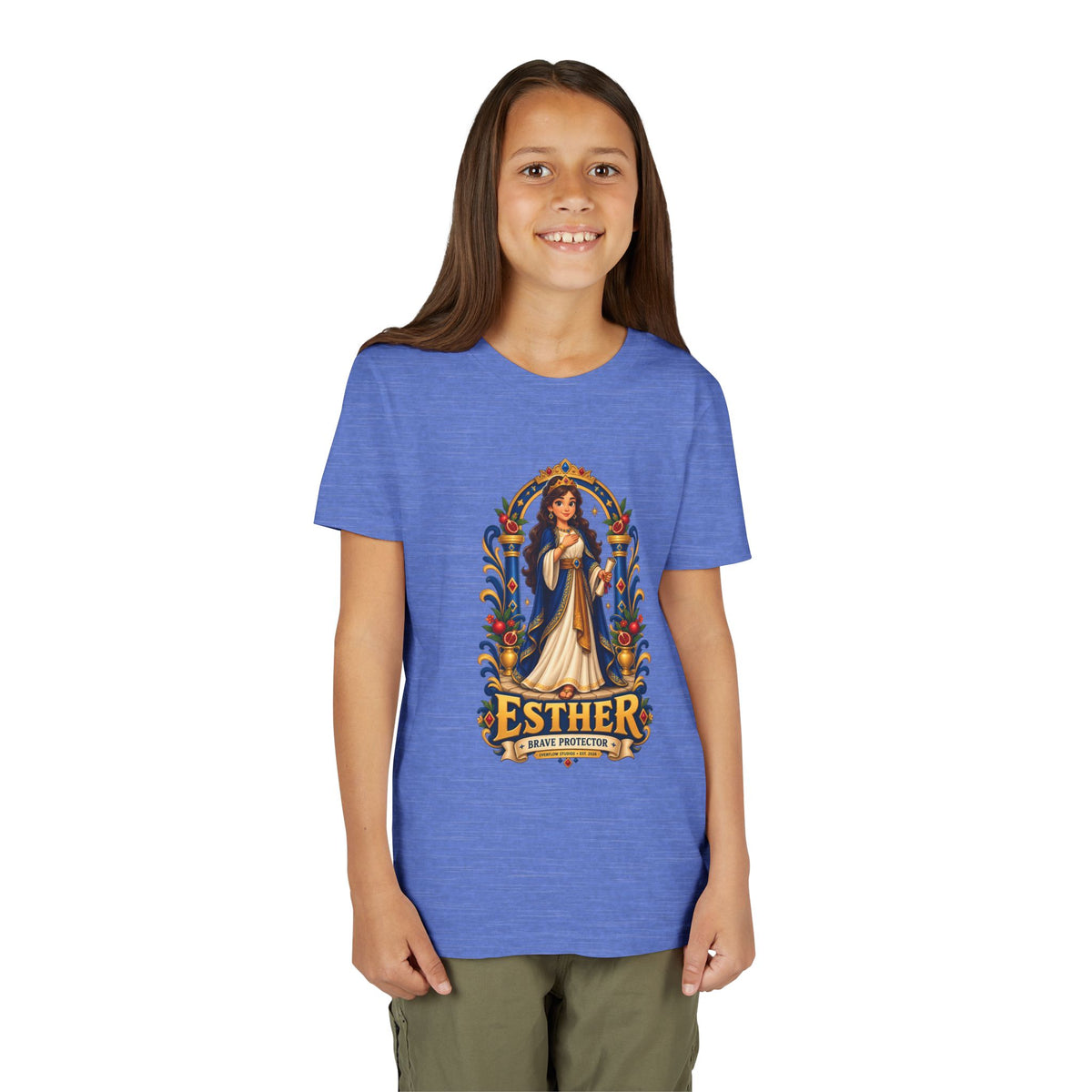 Youth Tee — "Esther" Illustrated Biblical Princess Graphic Shirt
