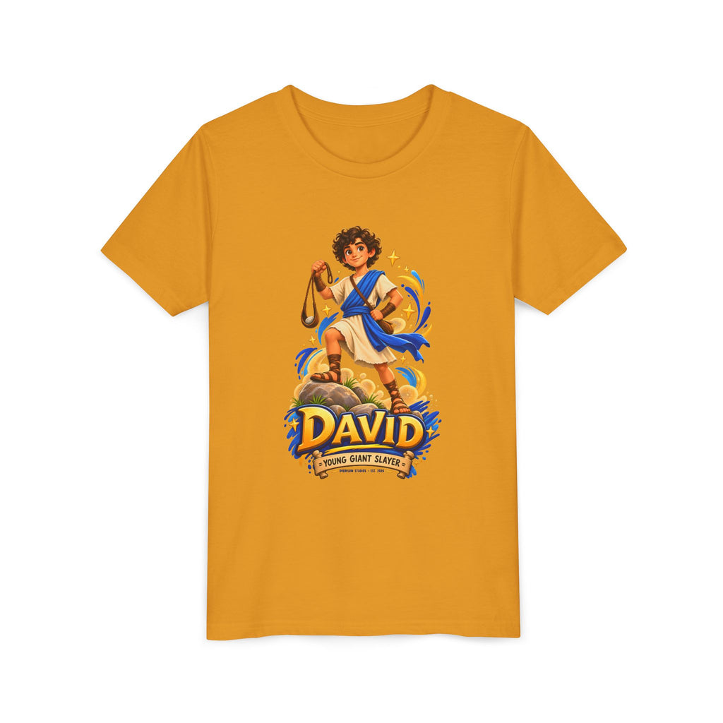 Youth Tee — “David” Biblical Kids Shirt (Courageous Little Hero)