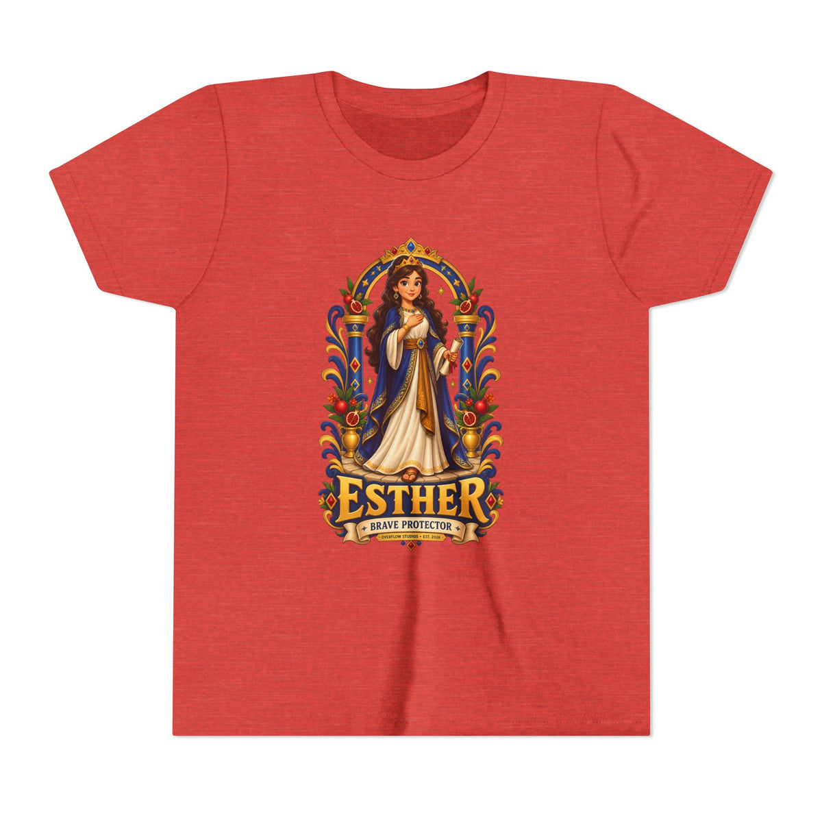 Youth Tee — "Esther" Illustrated Biblical Princess Graphic Shirt
