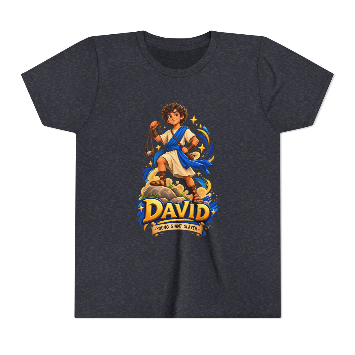 Youth Tee — “David” Biblical Kids Shirt (Courageous Little Hero)