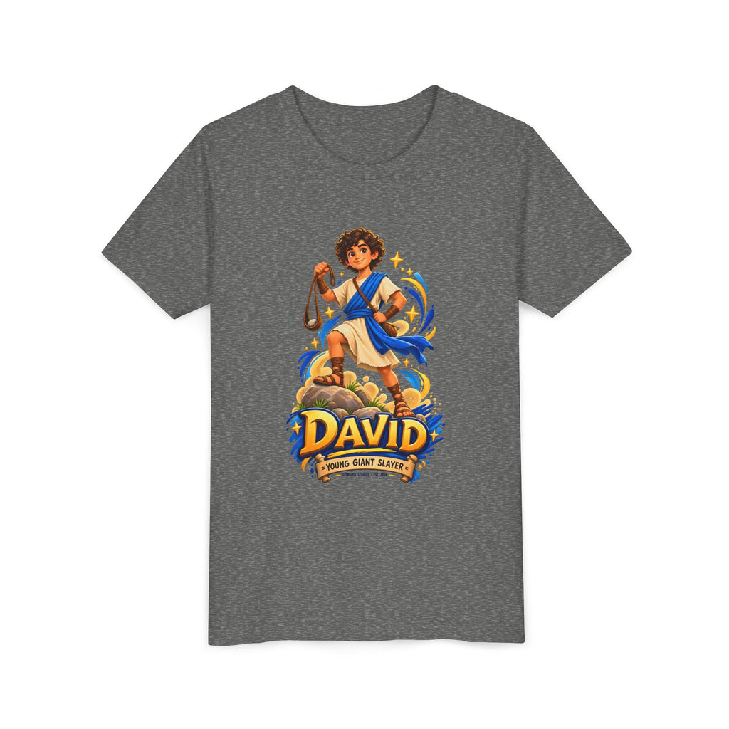 Youth Tee — “David” Biblical Kids Shirt (Courageous Little Hero)