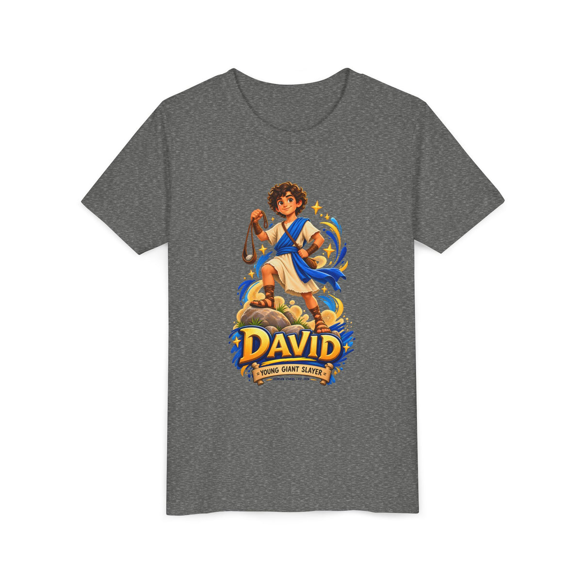 Youth Tee — “David” Biblical Kids Shirt (Courageous Little Hero)