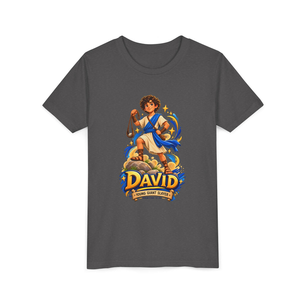 Youth Tee — “David” Biblical Kids Shirt (Courageous Little Hero)