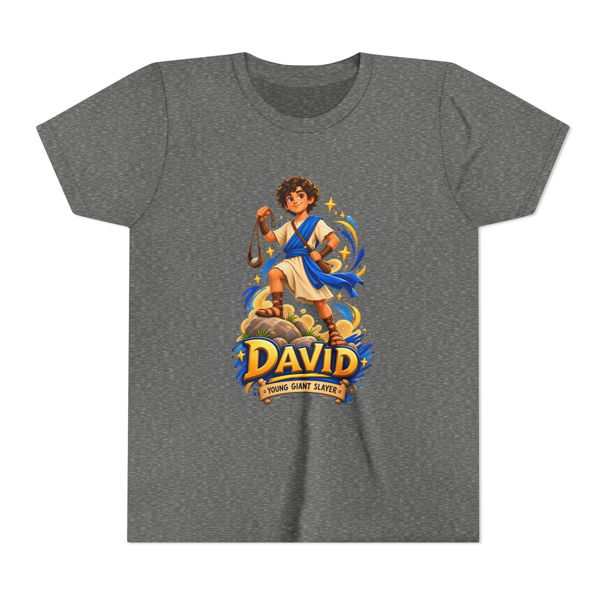 Youth Tee — “David” Biblical Kids Shirt (Courageous Little Hero)