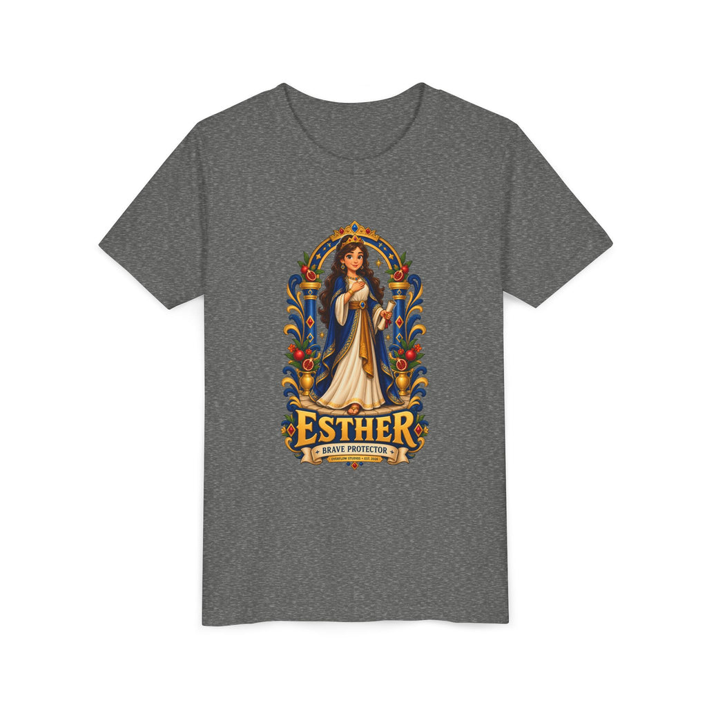 Youth Tee — "Esther" Illustrated Biblical Princess Graphic Shirt