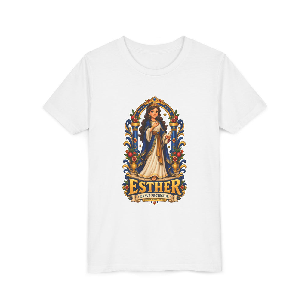 Youth Tee — "Esther" Illustrated Biblical Princess Graphic Shirt