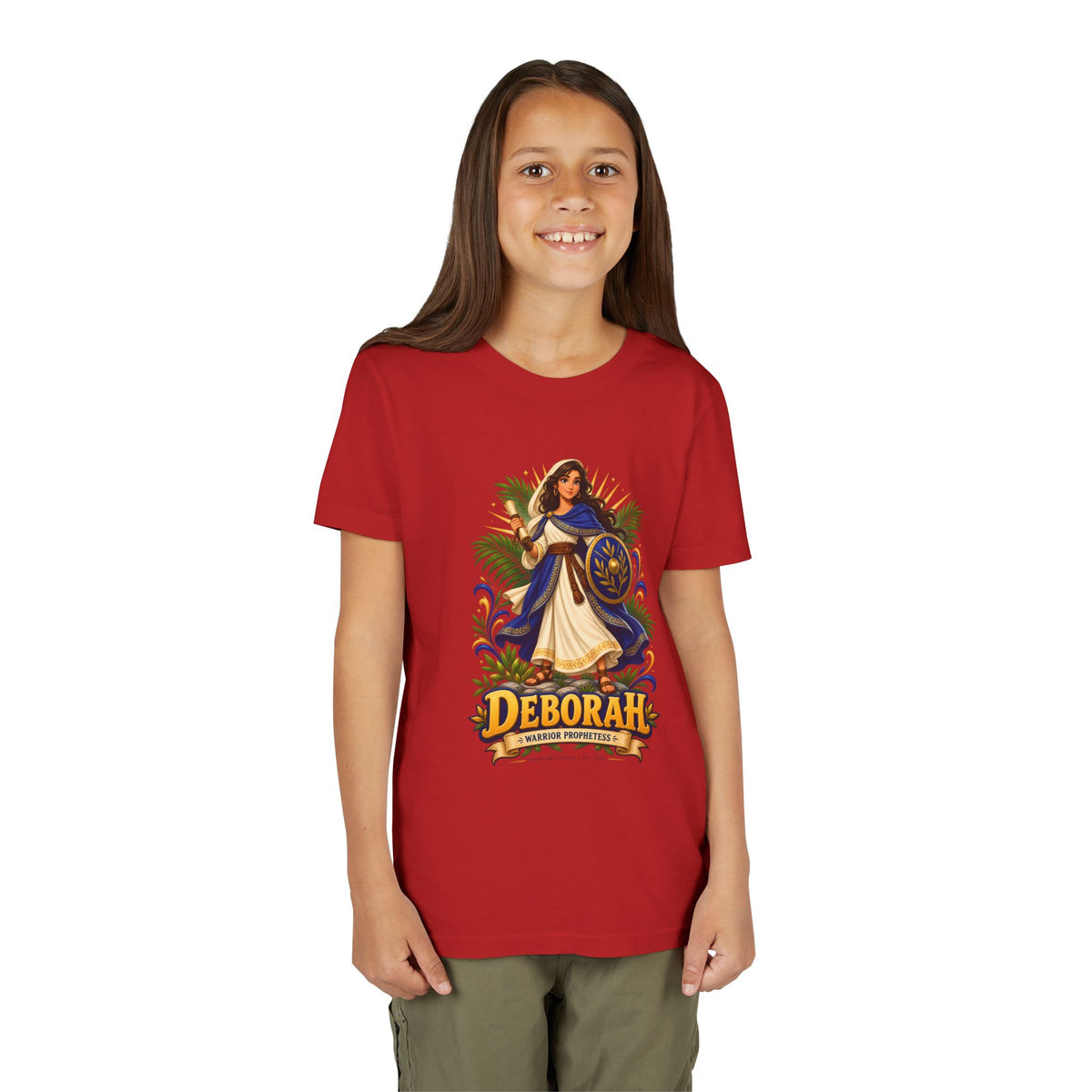 Deborah Biblical Heroine Youth Tee — "Deborah" Illustrated Name Shirt