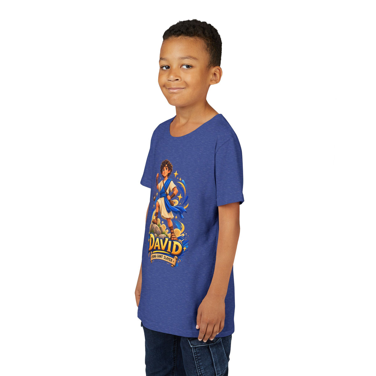 Youth Tee — “David” Biblical Kids Shirt (Courageous Little Hero)