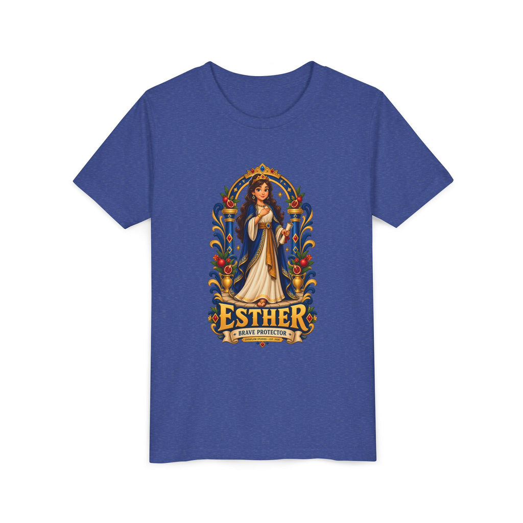 Youth Tee — "Esther" Illustrated Biblical Princess Graphic Shirt