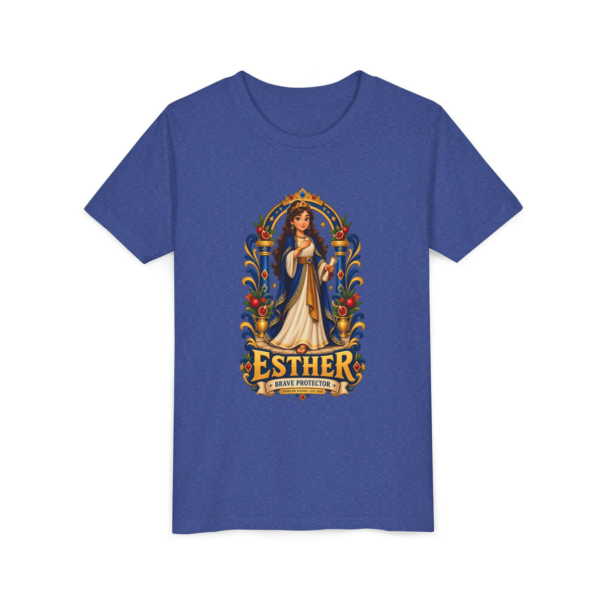 Youth Tee — "Esther" Illustrated Biblical Princess Graphic Shirt