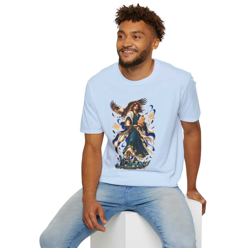 John T-Shirt — Inspirational Archangel Design with Eagle & Scrolls